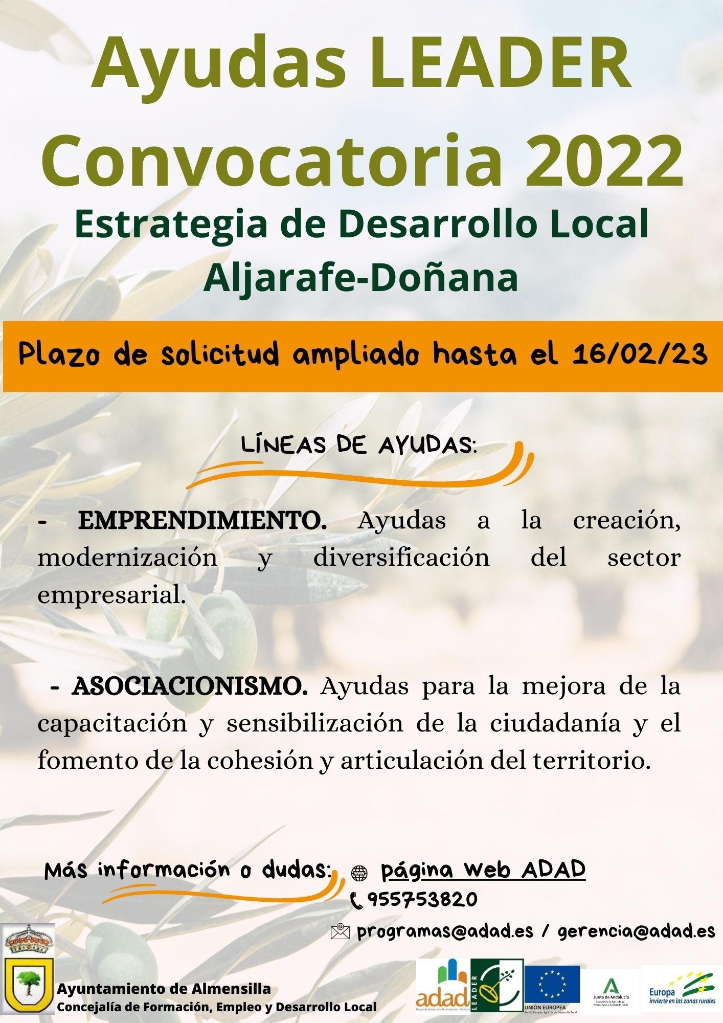 Ampliación plazo Ayudas LEADER 2022