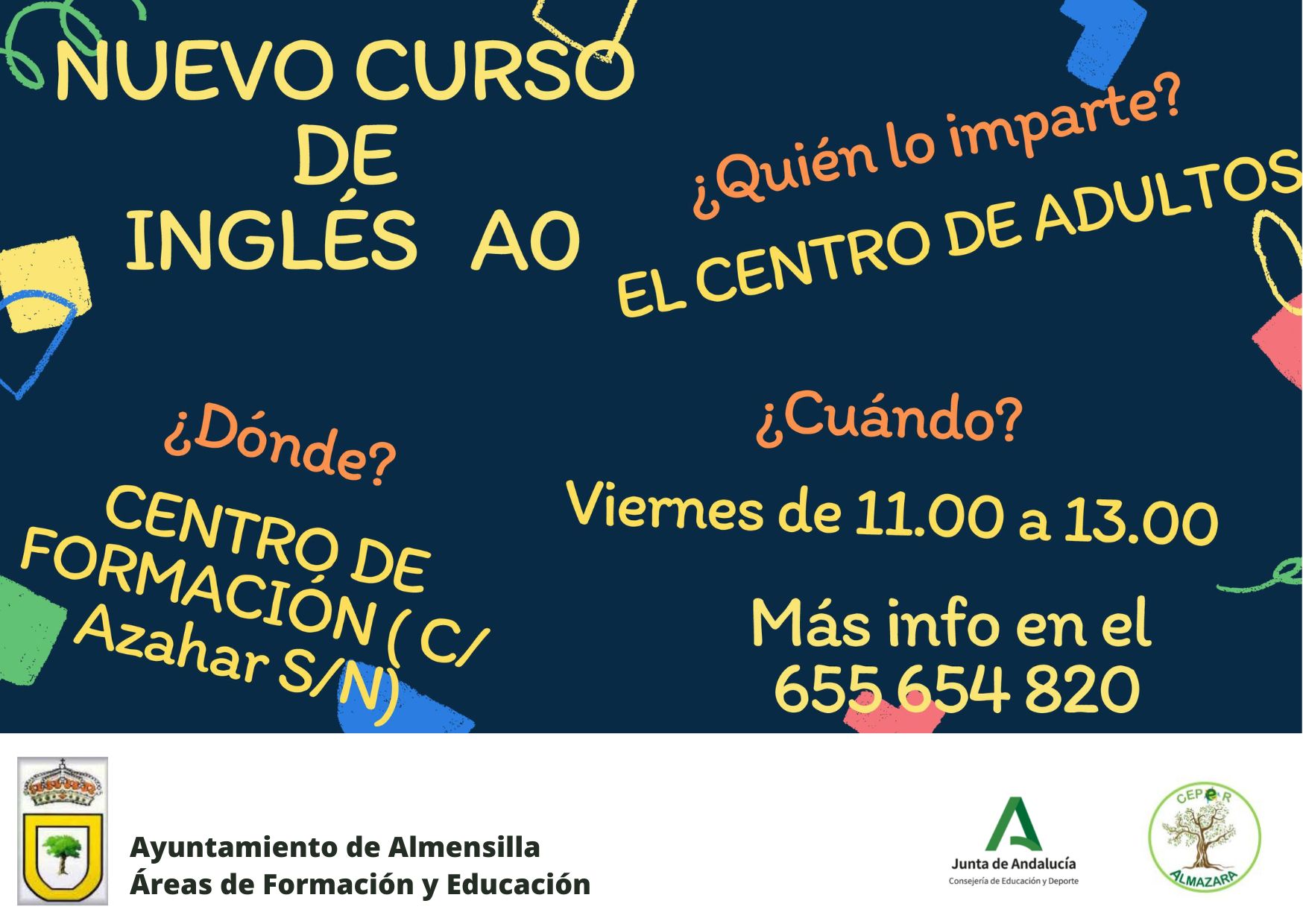 Cartel Inglés Centro Adultos