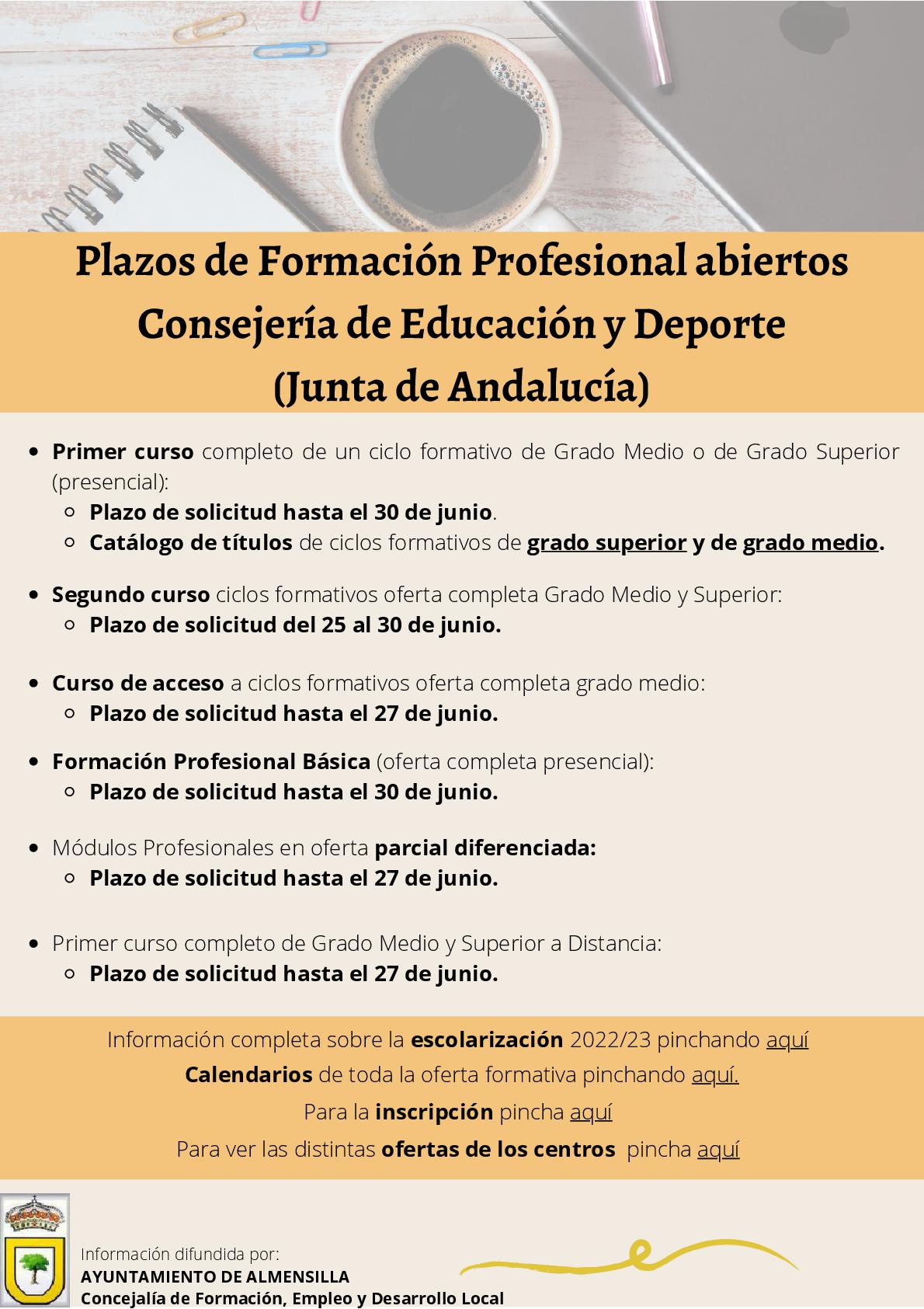 Plazos de Formación Profesional abiertos 202223-001